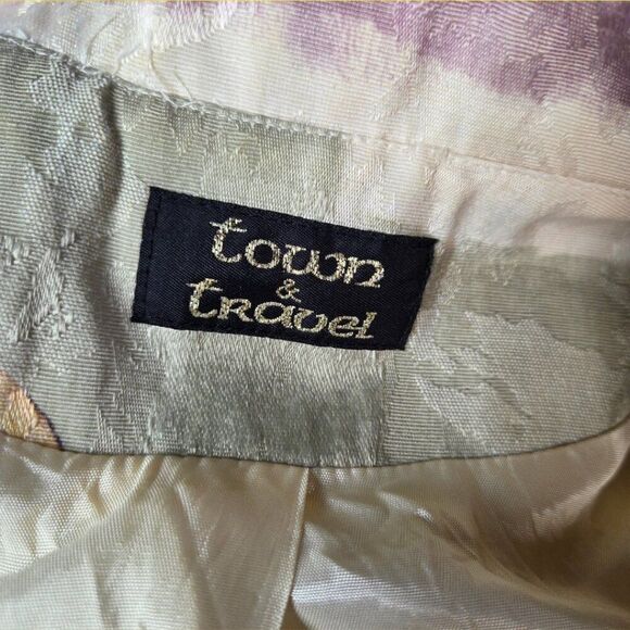 Vintage Women's TOWN & TRAVEL Zip Floral Butterflies Jacket Blazer 16P - Picture 8 of 8